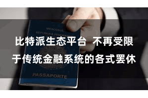 比特派生态平台 不再受限于传统金融系统的各式罢休